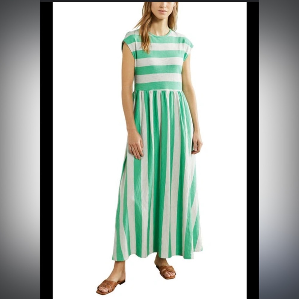 Green and White Striped Dress